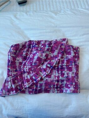 French connection Purple Patterned Ruffle strapless top